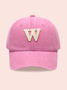 1pc Kids' Washed Baseball Cap With 26 Letters, Suitable For Outdoor Activities, Sun Ion, Daily Wear, Boys & Girls - Water Soluble-pink Washed Baseball Cap - View 11