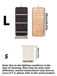 1pc Large Capacity Jewelry Storage Hanging Bag - Double-Sided Wall-Mounted Storage Cabinet, Makeup Bag, Jewelry Box, Jewelry Storage Bag, Travel Jewelry Organizer, Earring Necklace Ring Jewelry Bag, Jewelry Roll, Makeup Bag, Waterproof Travel Jewelry Bag, Portable Jewelry Organizer Rotating Hanging Jewelry Rack With Earring/Necklace/Ring Hooks | Dust-Proof Premium Storage Bag (Black, Great For Valentine's Day Gift) Highly Recommended Essential Home Jewelry Box Organizer