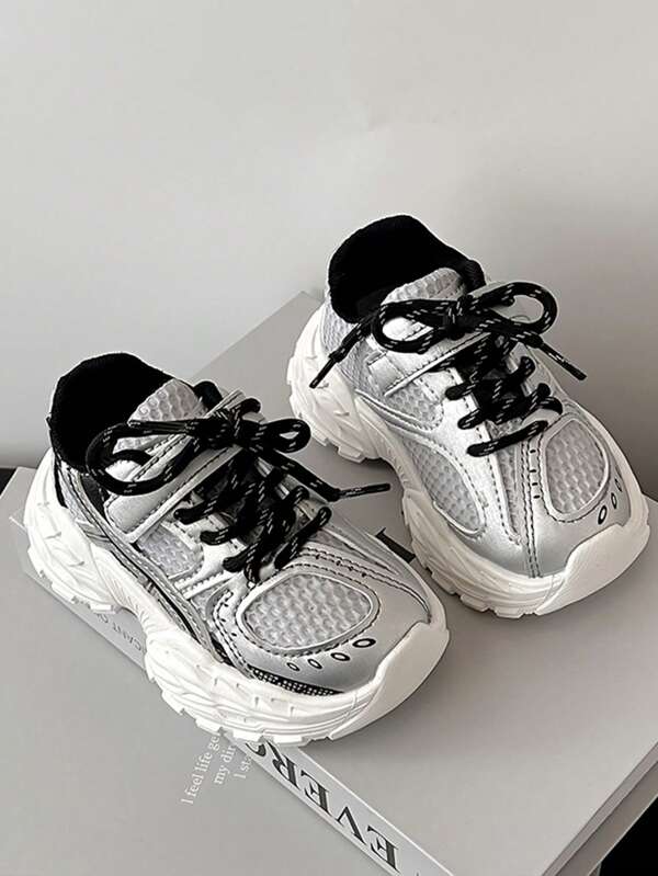 Kids' Fashion Sneakers, Spring/Autumn New Minimalist Boys' Shoes, Chunky Sneakers, Soft Sole Anti-Slip Mesh Breathable Running Shoes, Baby Shoes, Girls' Sports Shoes