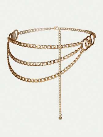 Flerskikts kedjebälte, dekorativt midjebälte för kvinnor för klänningar, unik metallkedja för midjebälte höst, halloween