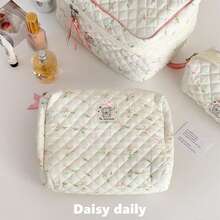 1 pieza / 2 piezas / 3 piezas Bolsa de cosméticos para mujer con estampado floral de dibujos animados, juego de bolsas de cosméticos, bolsa de almacenamiento de cosméticos de viaje multifuncional portátil, bolsa de almacenamiento de belleza con compartimentos, bolsa de aseo de viaje, para sombra de ojos, base, crema para los ojos, máscara, polvo suelto y artículos de tocador, adecuado para uso de maquillaje en fiestas, vacaciones y bodas