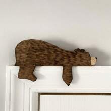 1pc Wooden Forest Woodland Nursery Decor,Wooden Boho Wall Decor, Wilderness Sleeping Bear, Forest Decor For Classroom Bedroom Nursery Room Shelf, Kids Room Door Decor, Family Christmas Gifts, Ideal Housewarming Gift, Rustic Bear Door Topper Ornament Animal Shaped Home Wall Decor For Living Room, Entryway, Farmhouse, Cabin, Autumn Decoration