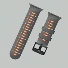سوار استبدال ساعة أبل عالي الجودة من السيليكون بتصميم مستوحى من الدروع، أنيق وجذاب، مناسب للمتبعين للموضة والرياضيين والطلاب، مناسب لطرازات ساعة أبل 42/44/45/46/49، تصميم ثقوب شكل شبه منحرف، جميل ومنفذ للهواء، مناسب للاستخدام اليومي والرياضة والياقة البدنية