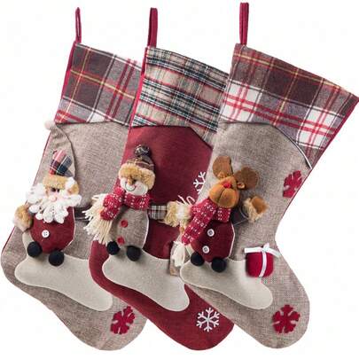 Christmas Stockings Are Classic Large Stockings For Santa Claus, Snowmen, Reindeer Christmas Characters, Suitable For Family Vacations, Christmas Party Decorations, Christmas Gifts, Christmas Decoration Pendants And Decoration Supplies Home Decor Christmas Decorations Room Decor Winter Christmas Decorations Home Christmas Gifts Christmas Decor