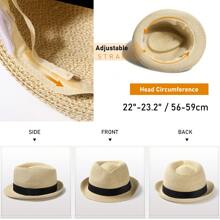Fedora Straw Sun Hat Men Trilby Hat Short Brim Foldable Roll Up Summer UPF 50+ Panama Beach Hats