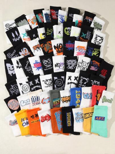 20/10/5/1 par abstrakt målning tryck graffiti tyg unisex mitten av vaden strumpor, gatustil lämplig för vardagsbruk, höst/vinter