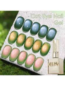 XEIJAYI 15ML Barley Cat Eye 3 Colors Cat Eye Nail Gel Polish  Semi Permanent Nail Art Soaking UV LED Nail Salon DIY Nail Salon Gel For Spring And Summer - xanh quân đội - Xem 3