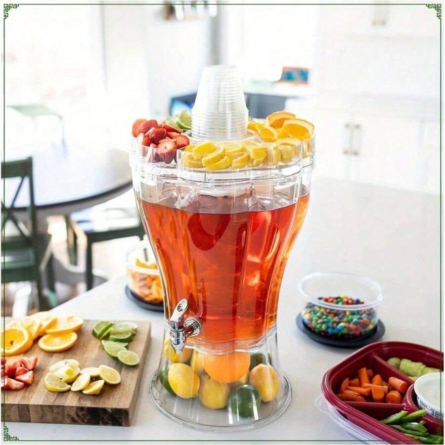 3.5 Gallon Shatterproof Tritan Beverage Dispenser With Removable Ice Cone And Party Top