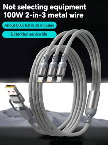 Durcord 3 合 2 100W（最大）快速充电线、USB A/Type C 转 Lightning 数据线、尼龙编织充电线、通用兼容 /Android/Type-C 和 Micro USB 设备便携式充电器兼容 便携式充电器、充电线、 充电器、通用充电器、兼容 的便携式充电器。兼容 16/15/14/13/12/11/ S24/S23/S22/S21、Vivo、兼容华为、通用高效充电适配器兼容 、Android、相机、MP3 通用适配器 Nan MFi 认证