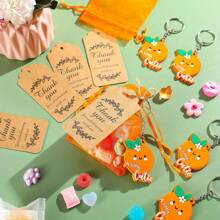 Llaveros con forma de fresa como recuerdos para invitados de fiesta de cumpleaños, bolsas blancas de regalo, etiquetas de agradecimiento, recuerdos con tema de frutas para fiestas, Navidad