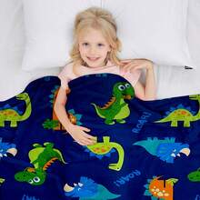 Kids Dinosaur Print Plush Blanket, Air Conditioning Blanket, Sofa Cover Blanket, Suitable For Home, Office, Outdoor, Camping, Travel, Air Conditioning Nap Blanket - Multicolor - View 4