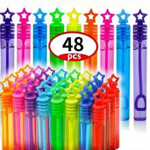 24/48 piezas Mini varitas para burbujas (líquido para burbujas no incluido), colores aleatorios, juguetes de fiesta de burbujas, aptos para cumpleaños temáticos, fiestas en la piscina, recuerdos de fiesta de cumpleaños, obsequios de graduación, perfectos para decoración de cumpleaños, graduación y juegos al aire libre