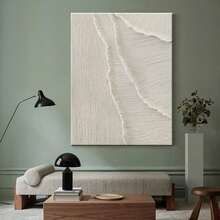 1pc Abstract Textured Canvas Wall Art, Modern Minimalist White Sculpture Painting For Living Room Bedroom Decor, Aesthetic Vertical Stretched Canvas Print Artwork - 彩色 - 查看 1