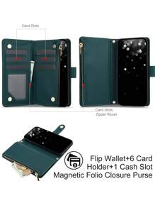 PU 仿皮翻盖保护壳 兼容 、Galaxy 兼容 Pixel 兼容 OPPO 兼容 Sony Xperia 兼容 Redmi - 墨綠色 - 查看 4