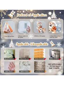 1 Set de pegatinas navideñas para ventanas, decoraciones navideñas, calcomanías de ventana de vidrio 3D con copos de nieve para hogar, oficina, salón de clases, para fiesta con tema de Navidad, invierno y Frozen