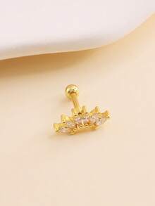 1pc Cubic Zirconia Stud Earring - Yellow Gold - View 6
