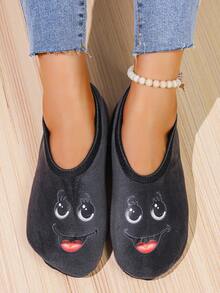 RALSWNAY 秋冬女士拖鞋，可爱印花，高弹力套脚设计，室内家居拖鞋，透气柔软鞋底，适合室内、户外沙滩穿着，也可作瑜伽鞋，可机洗 - 灰色 - 查看 6