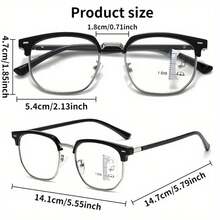Fashion Progressive Reading Glasses With Color-Changing Effect, Suitable For Both Men And Women | Metal Square Reading Glasses With Presbyopia Correction - Vàng - Xem 4