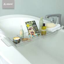 Expandable Waterproof Acrylic Bathtub Tray Adjustable Length Multi-Use Caddy Electronics Food And Drinks Easy Maintenance - Nhiều màu - Xem 9