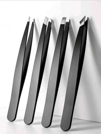 1/4pcs Tweezers Set - Precision Tweezer Set For Eyebrows, Professional Stainless Steel Eyebrow Tweezers - Precision Removal Of Facial Hair, Clip And Barb Hair Eyebrow Trimmer Hair Removal, Facial Hair Removal, Hair Trimming, Hairdressing Supplies, Barbering, Hair Accessories