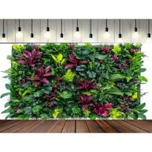 1 Piece Of 2D Artificial Green Wall Panel Background Banner - Vibrant Tropical Leaf Design, Durable Polyester Fabric, No Need For Electricity, Suitable For Indoor/Outdoor Use, Perfect For Live Streaming, Parties, Birthdays, Weddings, Room And Garden Decoration, Decorative Wall Panels