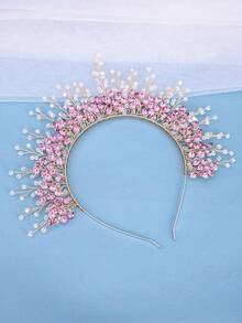 1pc Crystal Purple Headband Princess Birthday Crown, Dark Formal Dress Gothic Headpiece, Bridal Rhinestone Wedding Hair Accessory, Holiday Party Jewelry Valentine's Day Accessories - 淡紫色 - 查看 3