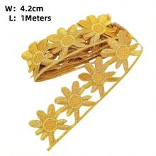 1M/Rolle Metall-Spitzenband Basteln DIY Nähen Kostüme Stickerei Goldene Spitzenborte zum Aufbügeln Blume für Brautkleider Wohndekoration