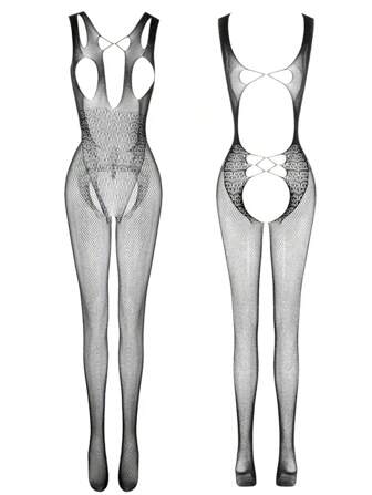 Sexy Bodysuit With An Open-Crotch And Open-Front Design.