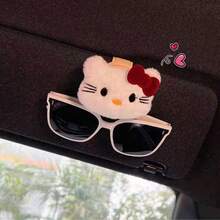 Sanrio Super Cute Kitty Car Glasses Clip, Sunglasses, Sunglasses Storage Wonder, Sun Visor, Glasses Stand, Magnetic Attraction