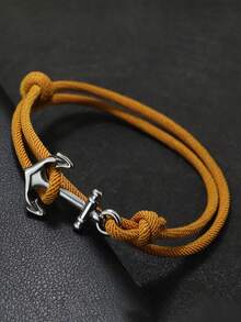 Unique Anchor Bracelet Men Handmade Sliding Adjustable Nautical 3mm Thin Marine String Bracelet Stainless Steel - Simple Style - View 8