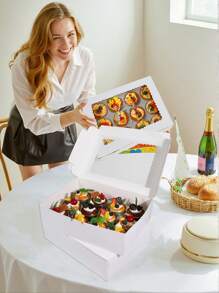 8/4pcs/1pc Cupcake Box With Window, 12 Cup Cake Box, Large Cake Box, Suitable For Birthday, Wedding, Valentine's Day, Gift Packaging Box