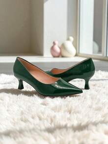 Fashionable & Comfortable High-End High Heel Dress Shoes For Women - Dark Green - View 2