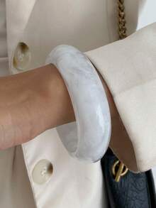 1 Stück/3 Stück Set Boho Geometrischer Bogen Asymmetrische Glatte Harz Manschette Armband, Luxuriöser Lässig Party Frauen Paare Hochzeit Urlaub Vielseitiges Metall Schmuck Armband Geschenk (Material und Farbe des Armbands entsprechen dem tatsächlichen Produkt)