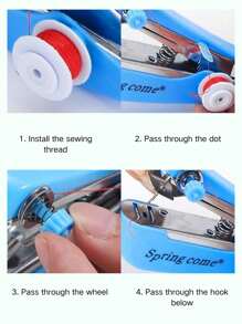 1 件多色便携式迷你手持手动缝纫机，多功能，适合家用 - 彩色 - 查看 5