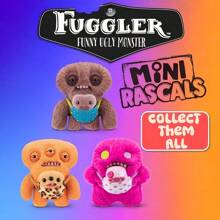 ZURU ​Fuggler Mini Rascals Series 9" Plush Toy With Baby Fuggler - Funny Ugly Monster Teeth & Heart Bib Stuffed Animal Gift For Kids