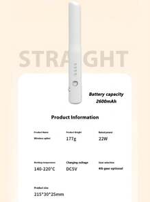Wireless Charging Flat Iron, Unisex Travel Portable Multifunctional Curling & Straightening Hair Styler, Mini Frizzy Clip, Wireless Non-Rechargeable Mini Flat Iron Low Power Dorm Clip Board