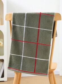 1pc Cotton Plaid Pattern Simple Bathroom Bath Towel, Soft Hand Towel, Thick And Absorbent, Suitable For Bathroom, Gym, Hotel, Beach - Great Everyday Essential And Perfect Gift For Home, Travel, Valentine's Day, Mother's Day