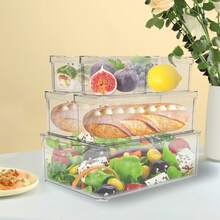 Set di 7 contenitori impilabili per frigorifero con coperchio, contenitori trasparenti in plastica per frutta e verdura, congelatore, dispensa e credenza.