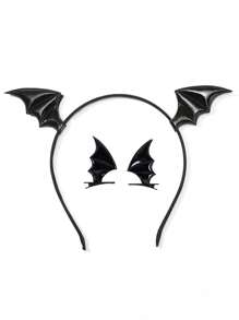 3 件万圣节蝙蝠发夹蝙蝠翅膀头带卡通蝙蝠耳朵头带发饰角色扮演服装黑色非常适合万圣节和圣诞节派对装饰