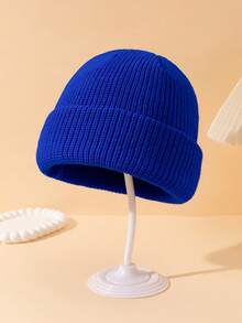 [85g Circunferencia de cabeza grande de alta calidad] Gorro grueso de punto de unicolor para hombres, gorro de punto versátil y de moda simple, sombrero de invierno cálido adecuado para otoño/invierno, uso diario y salidas de otoño - color sólido - Ver 19