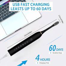 Electric Toothbrush With 4 Brush Heads, Rechargeable Electric Brush, Water Toothbrush For Teeth Cleaning And Gum Health - Black-1 - 查看 5