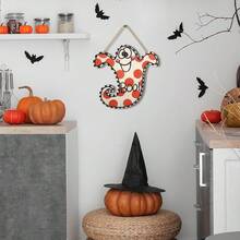 1/110pcs Available 2D Halloween Happy, Scary, Cute Polka Dot Ghost Wooden Wall Decoration Signs, Halloween Themed Wall Hanging Signs, Trick Or Treat Party Decoration, Restaurant Decoration, Room Decoration, Home Decoration - Multicolor - View 3