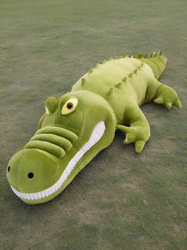 1 pièce Peluche crocodile, grand coussin rembourré, peluche d'animal mignon et doux, pièce décorative pour chambre, canapé, coussin anti-stress pour enfants et adultes, décoration de maison mignonne, oreiller de sieste, convient comme cadeau pour les proches, amis, partenaires, Saint-Valentin