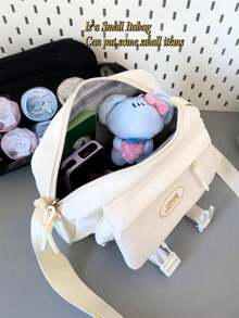 Ba lô trong suốt kiểu Nhật dễ thương, túi đeo vai phong cách Harajuku, túi đeo chéo màu pastel, cặp sách học sinh dung tích lớn tự làm dành cho bé gái, túi du lịch đa năng, túi đựng đồ cosplay anime, túi nhỏ thời trang Lolita ngọt ngào hàng ngày, túi đeo chéo nhỏ, túi xách tay, túi nhỏ di động dành cho bé gái - trắng - Xem 8