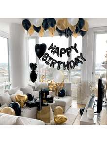 بالونات أرقام سوداء مقاس 32 بوصة، بالونات أرقام عيد ميلاد مخصصة باللون الأسود والأبيض والذهبي من اللاتكس، بالونات قلب أسود وذهبي مقاس 18 بوصة، مجموعة بالونات أحرف عيد ميلاد سعيد، مناسبة لحفلات عيد الميلاد والزفاف وحفلات استقبال المواليد وعيد الحب وحفلات العروس والحفلات ذات موضوع الفيونكة وديكور خطوبة العروس وعيد الميلاد والذكرى السنوية والعام الجديد وحفلات استقبال المواليد والتخرج والخطوبة وحفلات الزفاف
