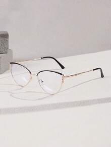 1/2 PCS Women's Retro Cat Eye Rhinestone Encrusted Metal Frame Fashionable Glasses For Daily Reading And Commuting Glasses Accessories For Women - 彩色 - 查看 20