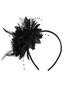 1 件花卉印花羽毛波西米亚花头带，派对/表演羽毛发饰，复古新娘发饰万圣节