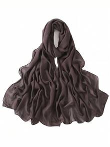 1条女士纯色细边围巾，休闲透气头巾，百搭披肩式头巾，四季皆宜。 - 彩色 - 查看 29