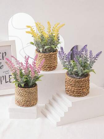 1/3 stuks lavendel zeegras pierplant, PE-materiaal, 3 kleuren beschikbaar, simulatieplant, kunstplant, kunstbloem, geschikt voor buitentuin, bruiloftsdecoraties, oogstfeest, Halloween, kerstdecoraties, handgemaakte decoraties, decoraties voor de vier seizoenen