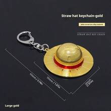 1 件 2025 新款动漫海贼王金属草帽钥匙扣吊坠饰品 - 节日礼物、生日礼物、派对礼物、完美礼物